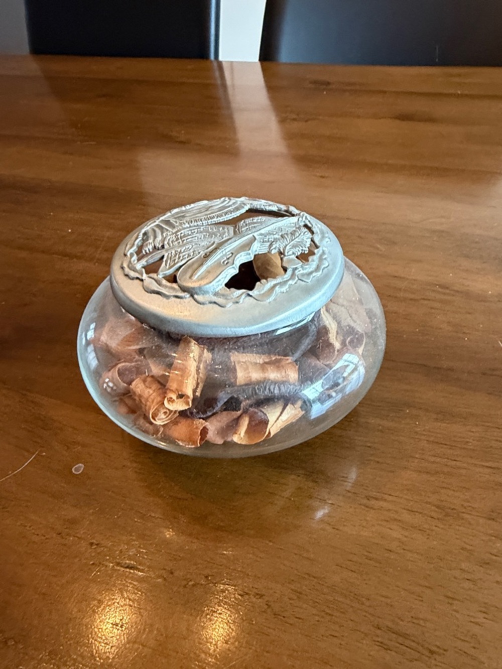 Decorative Glass Jar with Beige Ceramic Lid
